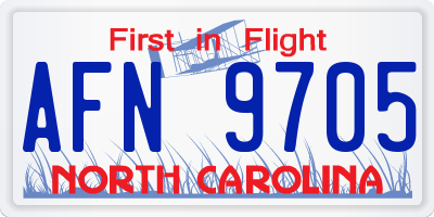 NC license plate AFN9705