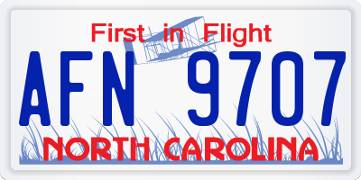 NC license plate AFN9707
