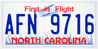 NC license plate AFN9716