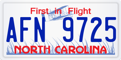 NC license plate AFN9725