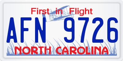 NC license plate AFN9726