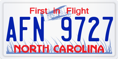 NC license plate AFN9727