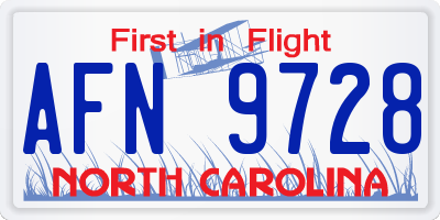 NC license plate AFN9728