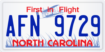 NC license plate AFN9729