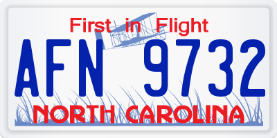 NC license plate AFN9732