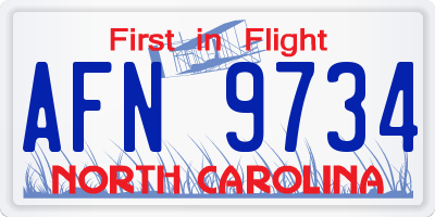 NC license plate AFN9734