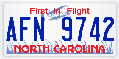 NC license plate AFN9742