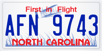 NC license plate AFN9743