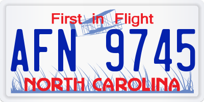 NC license plate AFN9745