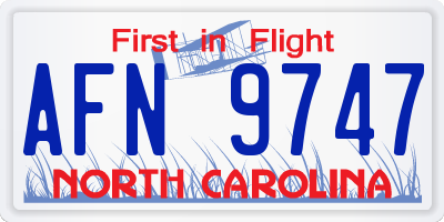 NC license plate AFN9747