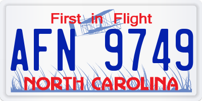 NC license plate AFN9749