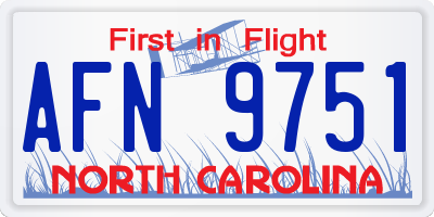 NC license plate AFN9751