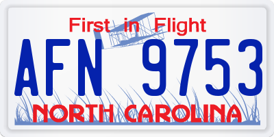 NC license plate AFN9753
