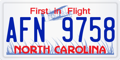 NC license plate AFN9758