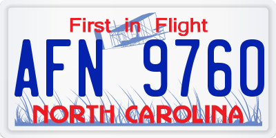 NC license plate AFN9760