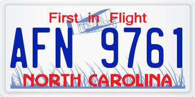 NC license plate AFN9761