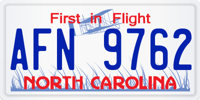 NC license plate AFN9762
