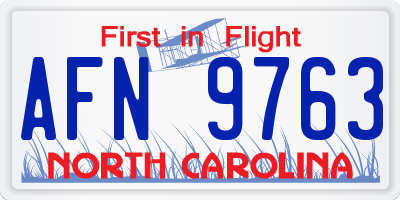 NC license plate AFN9763