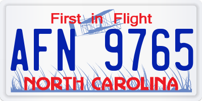 NC license plate AFN9765