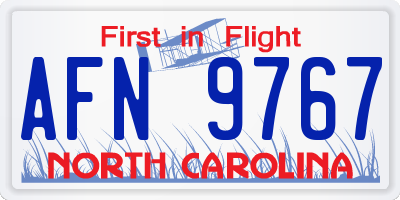 NC license plate AFN9767