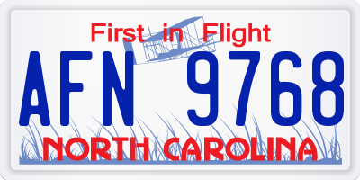 NC license plate AFN9768
