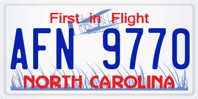 NC license plate AFN9770