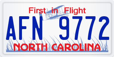 NC license plate AFN9772