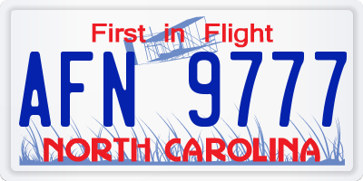 NC license plate AFN9777