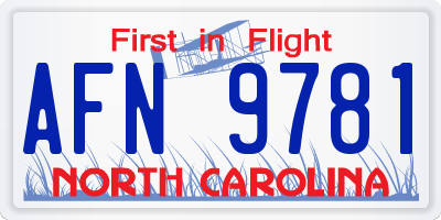 NC license plate AFN9781