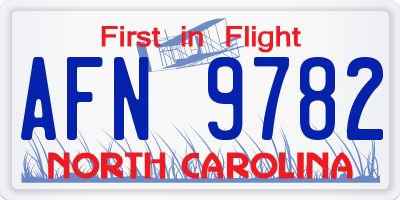 NC license plate AFN9782