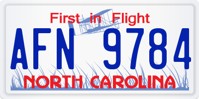 NC license plate AFN9784