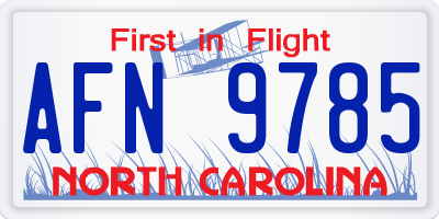 NC license plate AFN9785