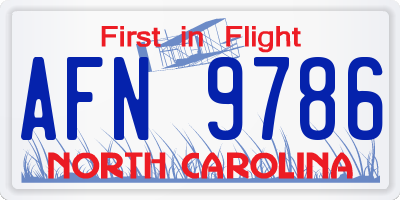 NC license plate AFN9786