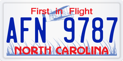 NC license plate AFN9787