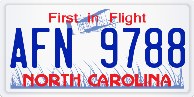 NC license plate AFN9788