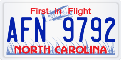 NC license plate AFN9792