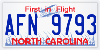 NC license plate AFN9793