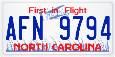 NC license plate AFN9794