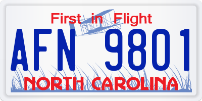 NC license plate AFN9801