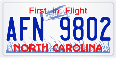 NC license plate AFN9802