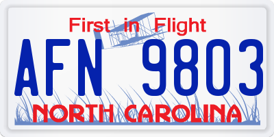 NC license plate AFN9803