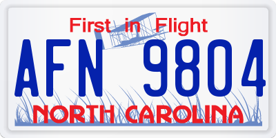 NC license plate AFN9804