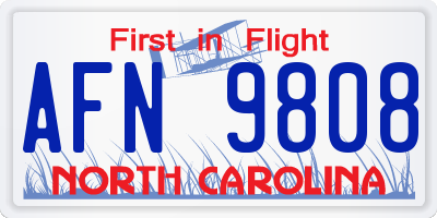 NC license plate AFN9808