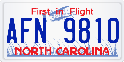 NC license plate AFN9810