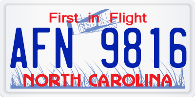 NC license plate AFN9816