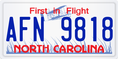 NC license plate AFN9818