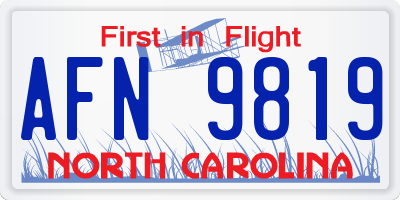 NC license plate AFN9819