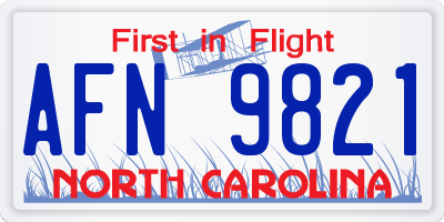 NC license plate AFN9821