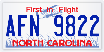 NC license plate AFN9822