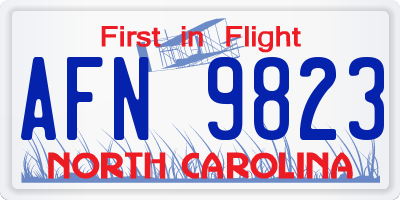 NC license plate AFN9823